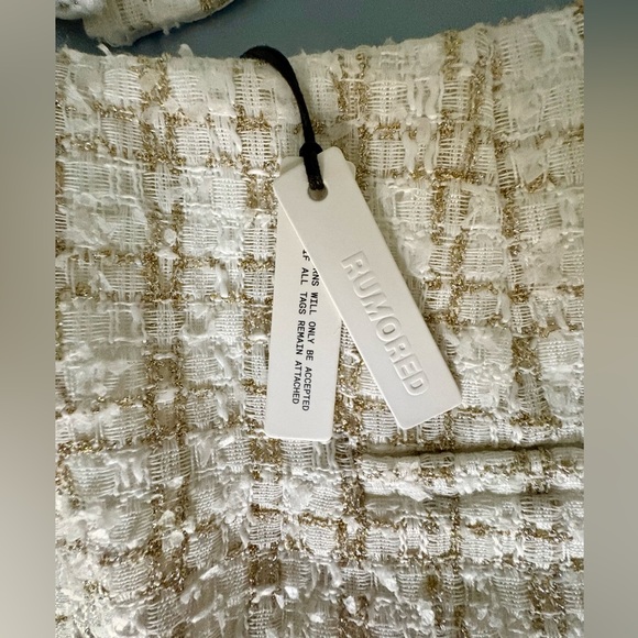NWT Rumored Charlotte Top & Coco Mini Skirt Set in Pearl Shimmer Tweed, Size M - Picture 13 of 14